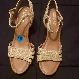 Side 10 Wedge straw like Sandals. Never worn